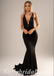 Sexy Black Lace Deep V-Neck Sleeveless Criss Cross Mermaid Long Prom Dresses,SFPD0590