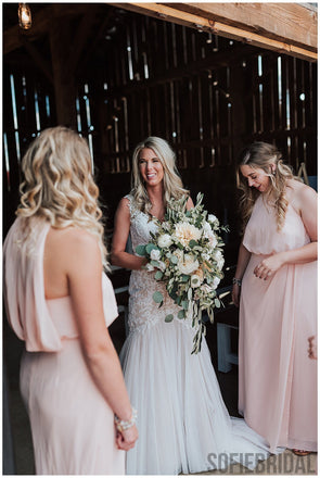 Sheath Halter Sleeveless Pink Chiffon Bridesmaid Dresses With Split, BD1083