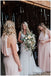 Sheath Halter Sleeveless Pink Chiffon Bridesmaid Dresses With Split, BD1083
