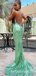 Sexy Charming Sequin Halter Criss Cross Mermaid Long Prom Dresses,SFPD0254