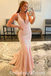Shiny Sequin V-Neck Mermaid Long Prom Dresses/Graduation Evening Dresses,SFPD0281