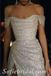 Shiny Ivory Off Shoulder Side Slit Mermaid Long Prom Dresses/Evening Dresses,SFPD0359