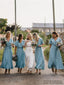 A-line V-neck Short Sleeves Ankle-length Simple Cheap Bridesmaid Dresses, BD1060