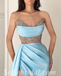 Sexy Sweetheart Satin Tulle Sleeveless Side Slit Mermaid Long Prom Dresses/Evening Dresses,SFPD0361