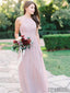 Halter A-Line Floor-length Chiffon Bridesmaid Dresses With Pleats, BD1017