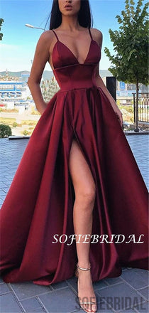 Elegant High Neck Side Slit Long Sleeve Gold Sequin Prom Dresses,SFPD0 –  SofieBridal
