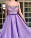 A-line Spaghetti Straps Sweetheart Appliques Long Prom Dresses, PD0128