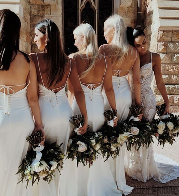 Sheath Spaghetti Straps Backless Simple Bridesmaid Dresses, BD1070