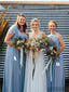 A-line Floor-length Halter V-neck Chiffon Bridesmaid Dresses With Reffules, BD1080