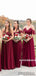 Newest V-neck Straps Off-shoulder Long Lace Chiffon Bridesmaid Dresses, BD1081