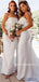 Mermaid Strapless Long Simple Off-White Bridesmaid Dresses WIht Train, BD1094