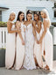 Sheath Spaghetti Straps Backless Long Bridesmaid Dresses With Split, BD1096