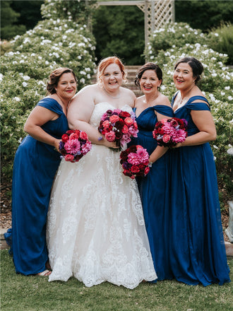 A-line Off-shoulder Floor-length Long Tulle Bridesmaid Dresses, BD1104