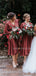 A-line V-neck Half-sleeves Knee-length Bridesmaid Dresses, BD1117