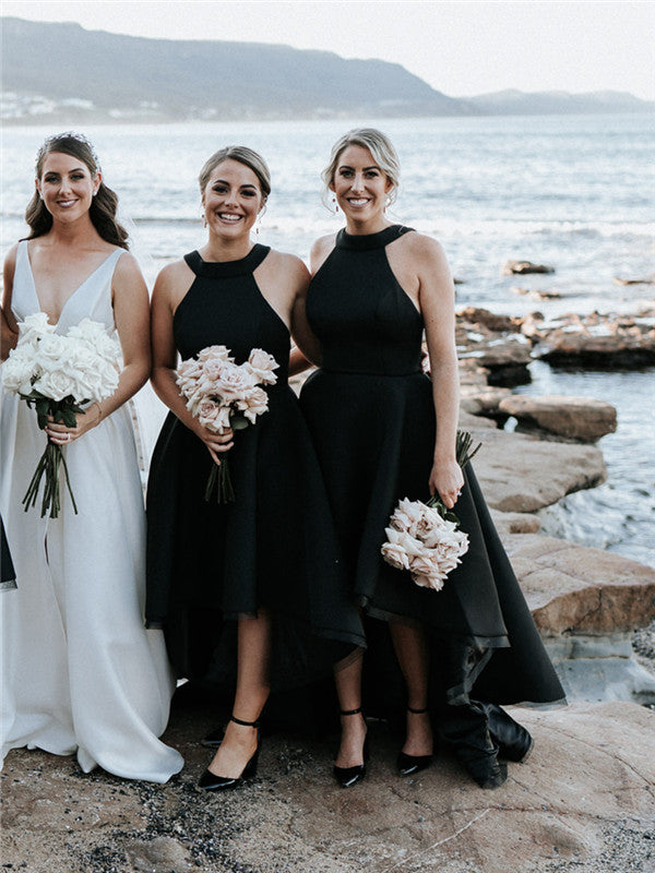 A-line High-low Halter Sleeveless Long Black Bridesmaid Dresses, BD112 SofieBridal A-line High-low Halter Sleeveless Long Black Bridesmaid Dresses, BD112 SofieBridal
