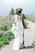 Sheath V-neck 3/4 Sleeveless Lace Top Wedding Dresses With Train, WD0497