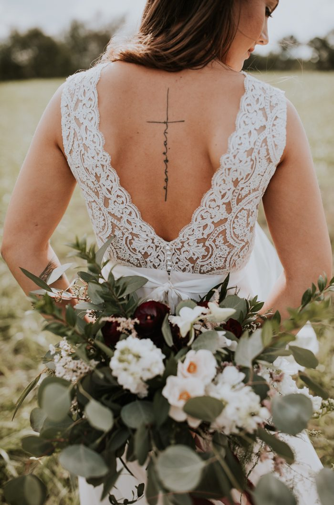 A-line Deep V-neck Lace Top Sleeveless Wedding Dresses, WD0508