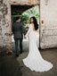 Mermaid Beaut Neck Long Sleeves Backless Wedding Dresses, WD0511
