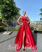 Sexy Satin Sweetheart Sleeveless Side Slit A-Line Long Prom Dresses With Belt,PD0798