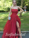 Sexy Tulle And Satin Sweetheart Sleeveless Side Slit A-Line Long Prom Dresses,PD0797