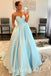 Simple Shiny Satin Sweetheart V-Neck A-Line Long Prom Dresses,SFPD0613