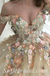 Gorgeous Tulle Off Shoulder V-Neck Sleeveless A-Line Long Prom Dresses/Ball Gown With Applique,SFPD0518