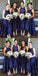 A-line Sleeveless Round Neck Simple Navy Blue Bridesmaid Dresses, BD0571