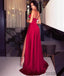 Simple Design Red Prom Dresses, Sexy Side Slit Prom Dresses, Popular Prom Dresses, Prom Dresses, PD0394