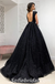 Black Shiny Tulle Spaghetti Straps V-Neck Backless A-Line Long Prom Dresses,SFPD0314