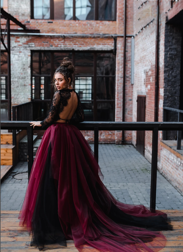 Maroon and hotsell black wedding dress