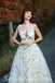 Elegant Star Tulle Spaghetti Straps V-Neck Sleeveless A-Line Long Prom Dresses,SFPD0578
