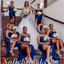 Mismatched Royal Blue Sexy Soft Satin Sleeveless Side Slit Mermaid Floor Length Bridesmaid Dressses,SFWG00469