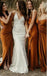 Mismatched Satin Spaghetti Straps Beautiful Bridesmaid Dresses With Slit, SFWG00412