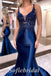 Elegant Satin Spaghetti Straps V-Neck Sleeveless Mermaid Long Prom Dresses With Beading,SFPD0724