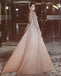 Luxury A-line Sweetheart Long Sleeces Beading Prom Dresses, PD0116