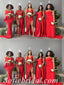 Mismatched Red Sexy Soft Satin Sleeveless Floor Length Bridesmaid Dressses,SFWG00468
