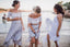 2 pieces Lace Top Short Sleeve Beach Wedding Bridesmaid Dresses, Affordable Bridesmaid Dress, PD0324