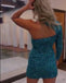 Hot Sale Sexy Sequin One Sleeve One Shoulder Short Homecoming Dresses,HD0201
