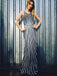 Round Neck Long Mermaid Tulle Beaded Prom Dresses, PD0864