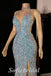 Sexy Shiny Sequin Spaghetti Straps V-Neck Sleeveless Criss Cross Lace Up Side Slit Mermaid Long prom Dresses,SFPD0712