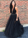 V-neck Black Prom Dresses, Beaded Prom Dresses, Long Prom Dresses, Prom Dresses, PD0675