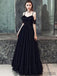 Long Black Prom Dresses, A-line Appliques Prom Dresses, Cheap Prom Dresses, PD0728