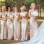 Best Sale Cap Sleeve Gold Sequin Bridesmaid Dress, Mermaid Bridesmaid Dress, WD0251