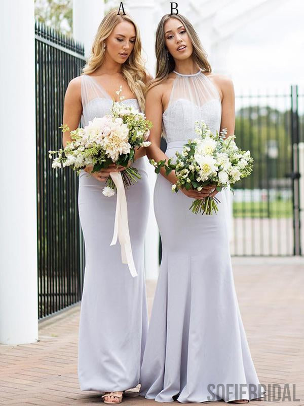 Mismatched Long Mermaid Lace Tulle Bridesmaid Dresses, PD0916