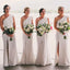 One Shoulder White Bridesmaid Dresses, Side Slit Bridesmaid Dresses, Long Bridesmaid Dresses, PD0706