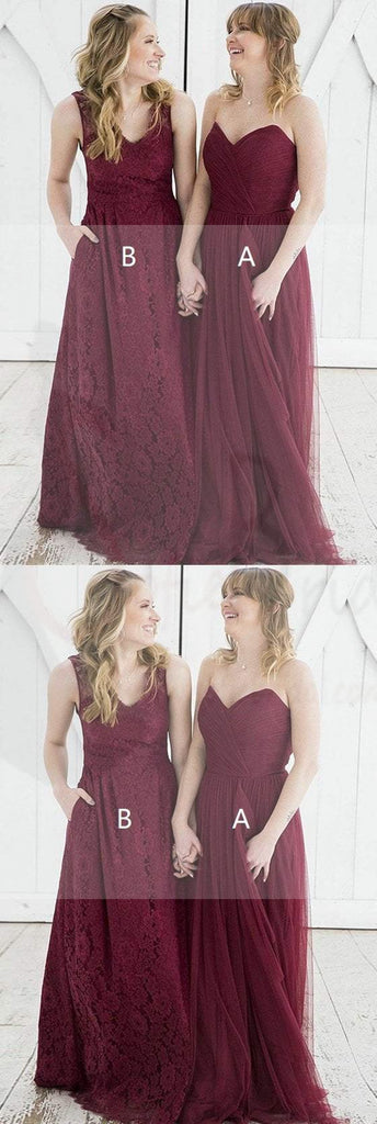 Mismatched Lace Tulle Bridesmaid Dresses, Fall Wedding Party Dresses, Bridesmaid Dresses, WG130