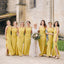 Yellow Bridesmaid Dresses, Sheath Bridesmaid Dresses, Side Slit Bridesmaid Dresses, PD0479