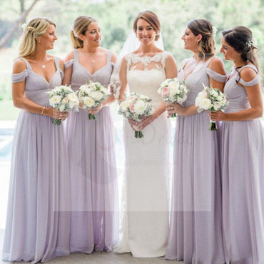 A-Line Off The Shoulder Chiffon Bridesmaid Dresses With Lace,SFWG0008