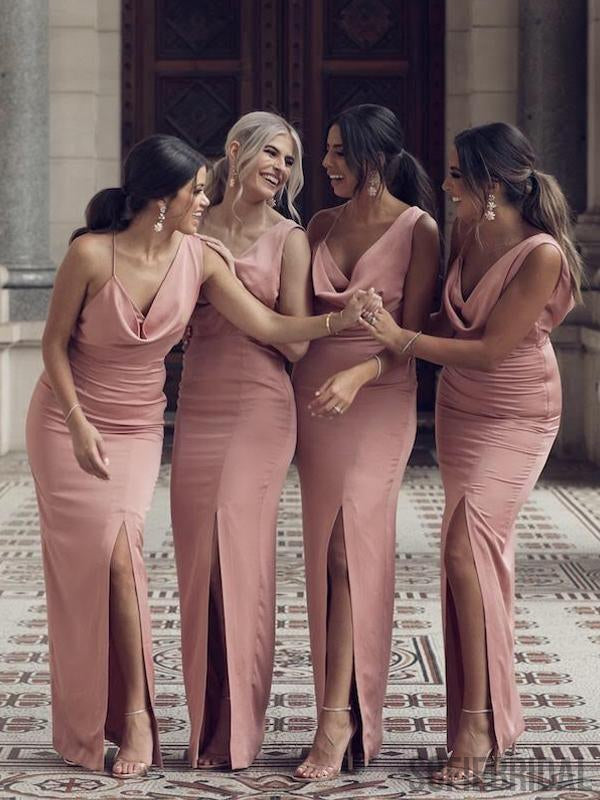 V Neck Bridesmaid Dresses with Lace | Peach bridesmaid dresses, Pink  bridesmaid dresses, Blush pink bridesmaid dresses