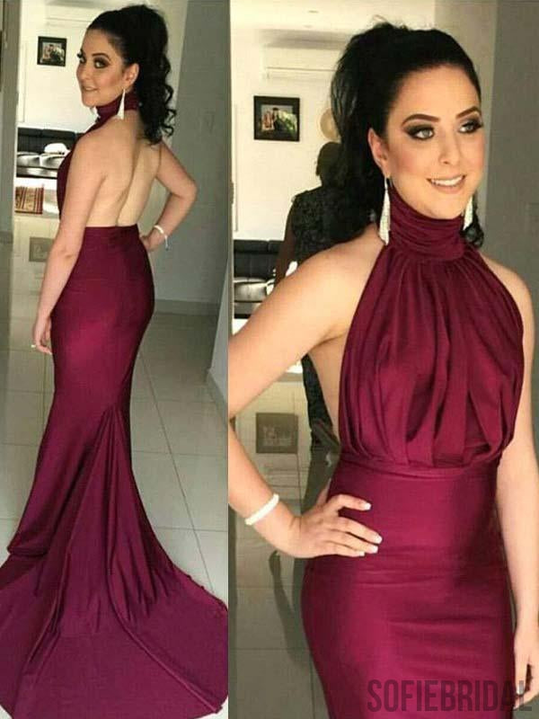Halter Long Mermaid Sexy Backless Prom Dresses, Long Prom Dresses , PD0779